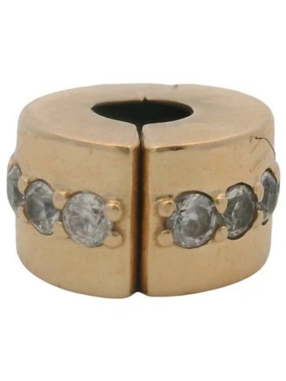 Pandora Moments Solid 14kt Yellow Gold Cubic Zirconia Clip Spacer Charm